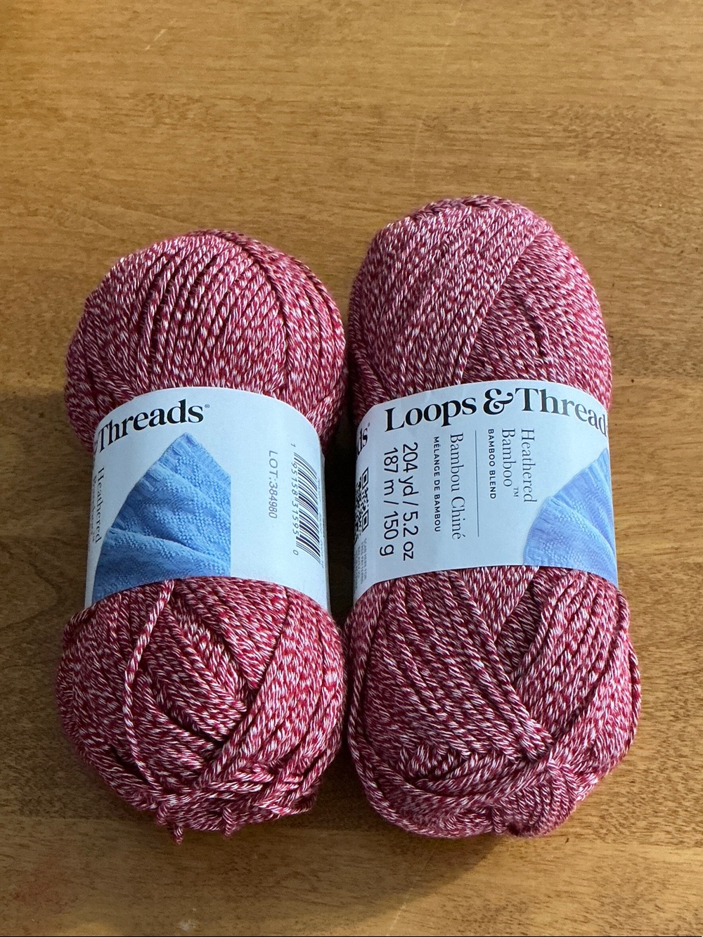 Loops & Threads Heathered Bamboo Yarn - Raspberry/White Blend - Picture 5 of 5
